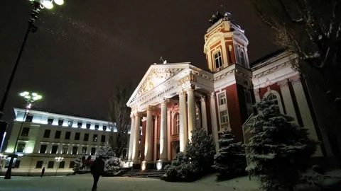 Sofia Snow National Theater Stock Footage 122275913