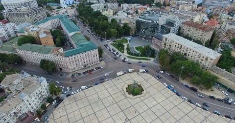 Sofia square Monument Bogdan Khmelnitsky and hotel Hayatt cityscape sights of Stock Footage 78137172