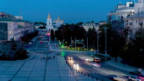 Sofia Square time lapse day to night Video stock 254917219