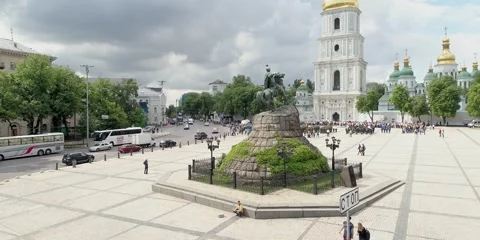 Sofia Square Ukraine Kyiv with people in peaceful time 18 may 2018 Stock Footage 272218006