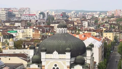 Sofia Synagogue and city view 스톡 동영상 329458263