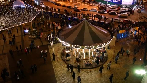 Sofievska square with Christmas scenery on January. Stock Footage 71259356