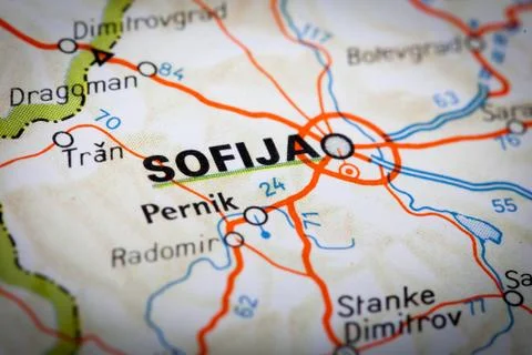 Sofija on a road map Stock Photos