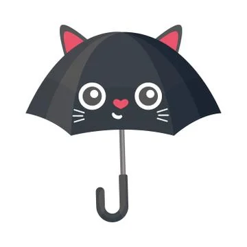 Sofisticated Opened Umbrella With Black Cat Design Vector Illustration Stock Illustration
