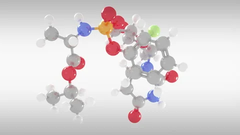 Sofosbuvir C22H29FN3O9P molecular structure 動画素材 155439675