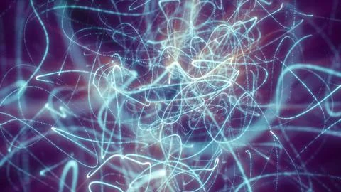 Soft abstract background with cyan glowing light swirls and dotted curves o.. 스톡 일러스트