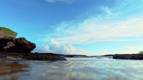 Soft abstract beach water and sand closeup Stock-Footage 335442804