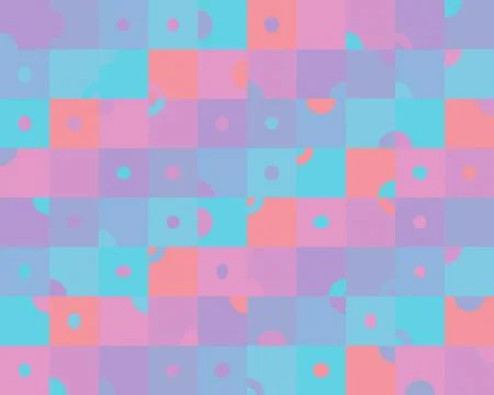 A soft abstract checkerboard of translucent squares, circles, and dots crea.. Stock-Illustration