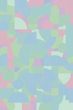 A soft abstract composition of overlapping circles, arches, and rectangles .. Illustration