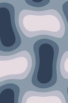 A soft abstract repeat presents rounded organic shapes in dusty blue, laven.. Stockillustratie