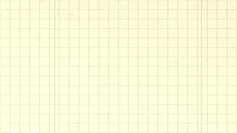 Soft aged yellow paper with grid lines shows drifting scratches and dirt across Stock Footage 332381581