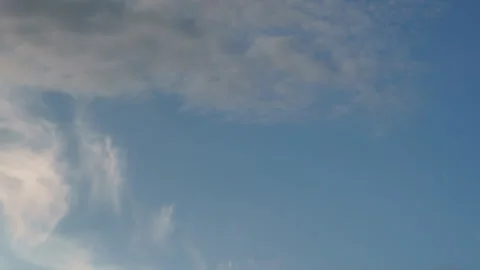 Soft Altocumulus Clouds Drifting Across Clear Blue Sky Timelapse Stock Footage 341568139