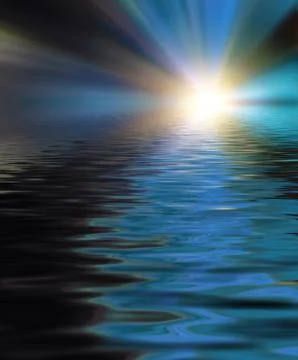 Soft and blurred colorful surface of water rippled reflection and sky backgro Stock Illustration