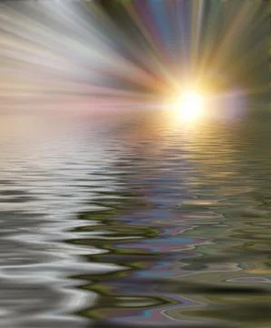 Soft and blurred colorful surface of water rippled reflection and sky backgro Stock Illustration