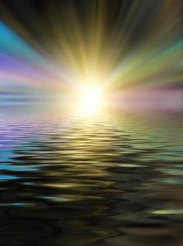 Soft and blurred colorful surface of water rippled reflection and sky backgro Stock Illustration