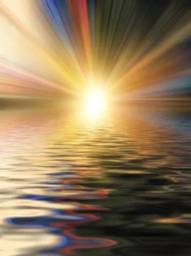 Soft and blurred colorful surface of water rippled reflection and sky backgro Stock Illustration