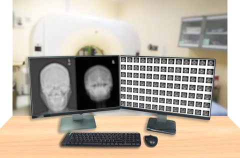 Soft and blurry image Computed tomography (CT) of brain with contrast media o Stock Photos