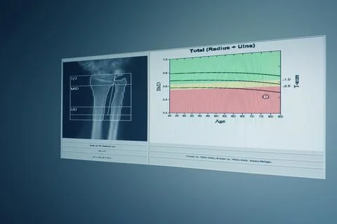 Soft and blurry image Woman's wrist(total Radius and ulna) bone mass image Th Stock Photos
