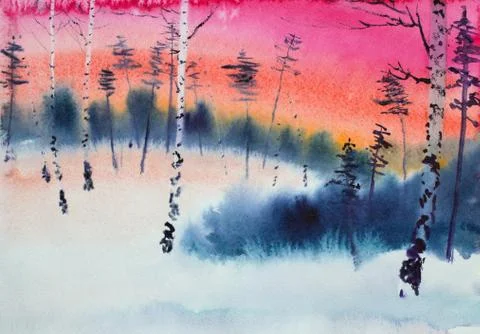 Soft and calm winter sunset Stock Illustration