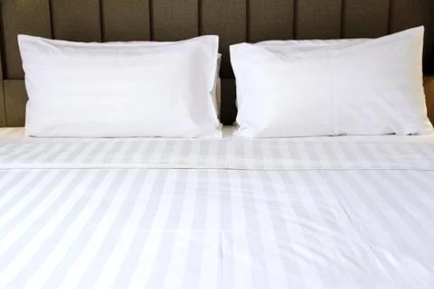 Soft and clean bed set Stock Photos