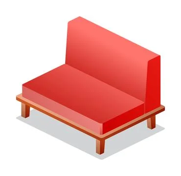 Soft and comfortable red chair isolated on white background. Stock Illustration