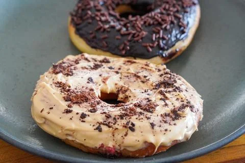 Soft and fluffy donuts dusted with fine sugar Stock-Fotos