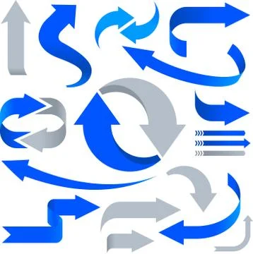 Soft arrows collection in blue and gray. Stock Illustration