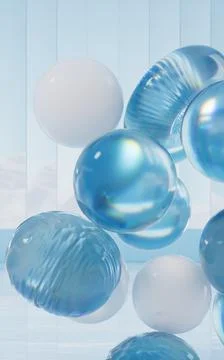 Soft balls, creative geometric background, 3d rendering. Stock Illustration