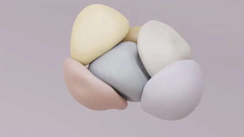 Soft balls levitation 3d render. Morphing spheres in zero gravity movement. Stock Footage 131553717