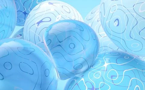 Soft balls with wave pattern, 3d rendering. Stock Illustration