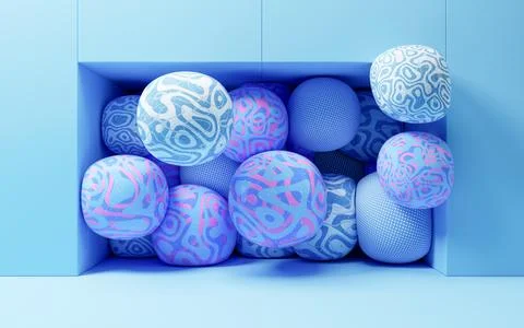 Soft balls with wave pattern, 3d rendering. Stock Illustration