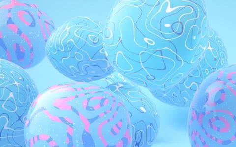 Soft balls with wave pattern, 3d rendering. Stock Illustration