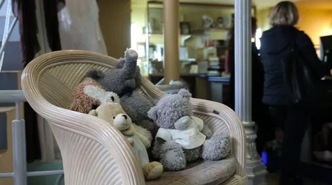 Soft bears on a chair Stock Footage 60120809