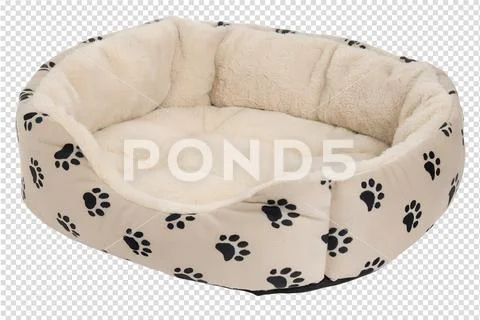 Soft beige dog bed with cute paw print design PSD Template
