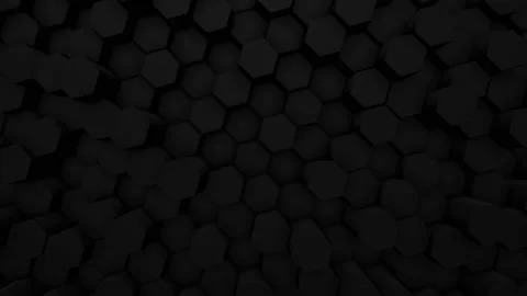 Soft Black Hexagon Surface Loop random waving motion background Seamless loop Stock Footage 136098948