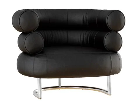 Soft black leather chair with backrest from cylinders 3d rendering Stock Illustration