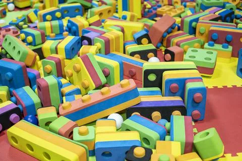 Soft blocks for child construction in the development center Stock Photos