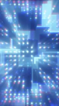 Soft blue abstract circuit board with glowing blocks and bokeh nodes, repre.. Stock Illustration