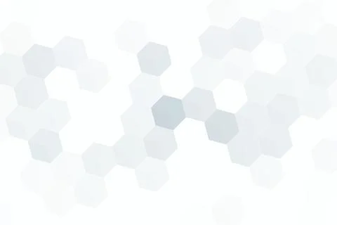 Soft blue and gray hexagons form a loose geometric network across a bright .. Stock Illustration