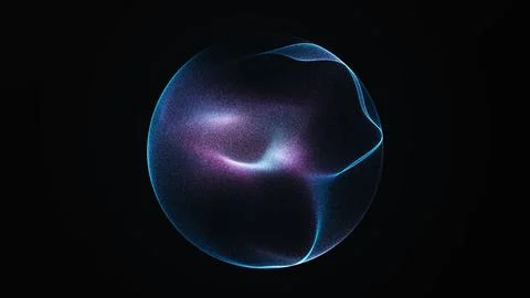 Soft blue and purple plasma sphere glows against a black background, delive.. Stock Illustration