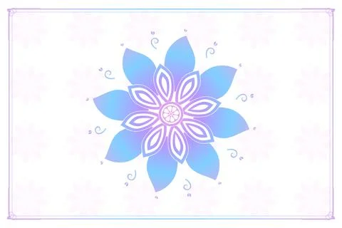 A soft blue and violet gradient flower is centered on a pale background wit.. Stock Illustration