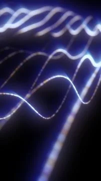 Soft blue and white glowing light trails stretching into the distance, form.. Illustrazione stock