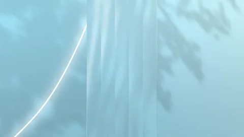 Soft Blue Background with Tree Shadow Overlays and Subtle Neon Light Curves Видео 333152856