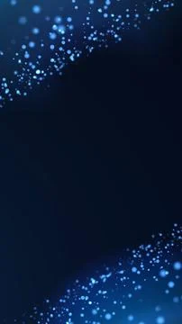 Soft blue bokeh particles sweep across a dark vertical background, creating.. Stock Illustration
