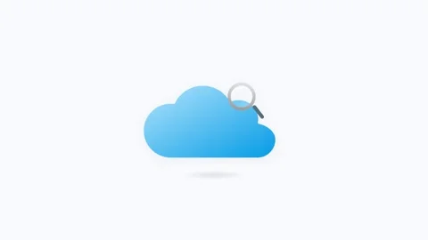 Soft Blue Cloud Search Icon with Sweeping Magnifying Glass and Smooth Hover.. Stock Footage 346130722