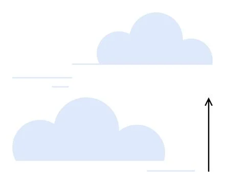 Soft Blue Clouds with Ascending Black Arrow Symbolizing Growth and Progress Illustrazione stock