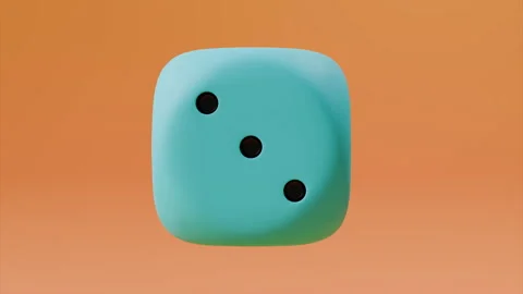 Soft blue dice on orange background creating playful atmosphere Stock Footage 314452384
