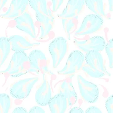 Soft blue elegance spring petals vector seamless pattern. Stock Illustration
