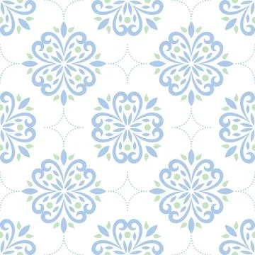 Soft Blue Floral Seamless Pattern with Curved Petals Stock Illustration