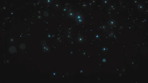 Soft Blue Glowing Particles Floating on Dark Space Background Stock-Illustration